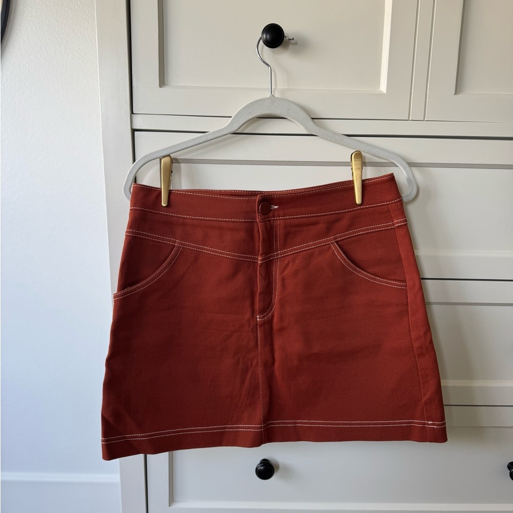 Zara Seemed Boho Retro Short Mini Skirt, Terracotta Brown, Women’s L